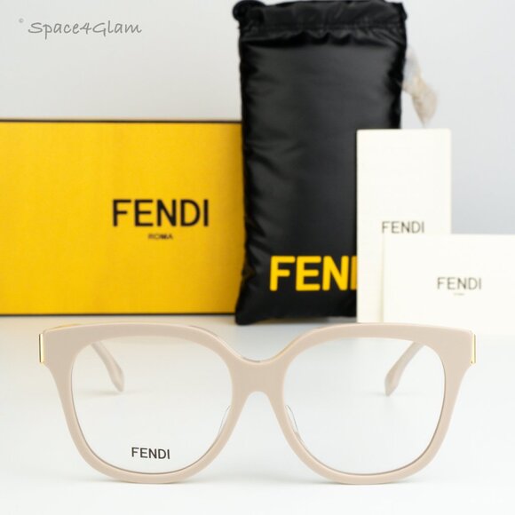 NEW Fendi FE50064F 025 Ivory Cream Demo Women Geometric Oversized Eyeglasses - Picture 1 of 8